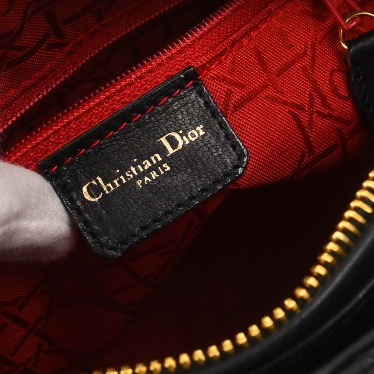 Christian Dior Black Lambskin Medium Lady Dior Cannage 2way Shoulder Handbag