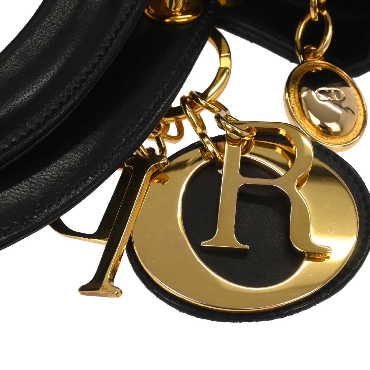 Christian Dior Black Lambskin Medium Lady Dior Cannage 2way Shoulder Handbag