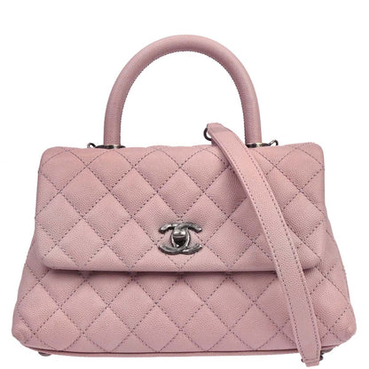 Chanel Pink Caviar Coco Handle 2way Shoulder Handbag