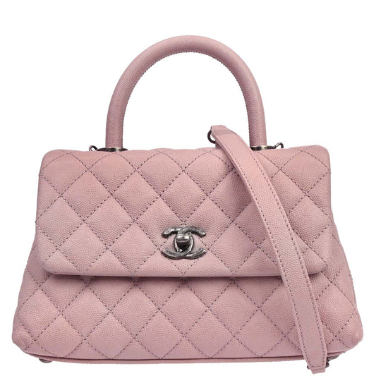 Chanel Pink Caviar Coco Handle 2way Shoulder Handbag