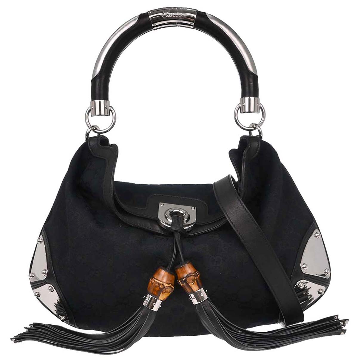 Gucci Black GG Canvas and Leather Medium Babouska Indy Hobo