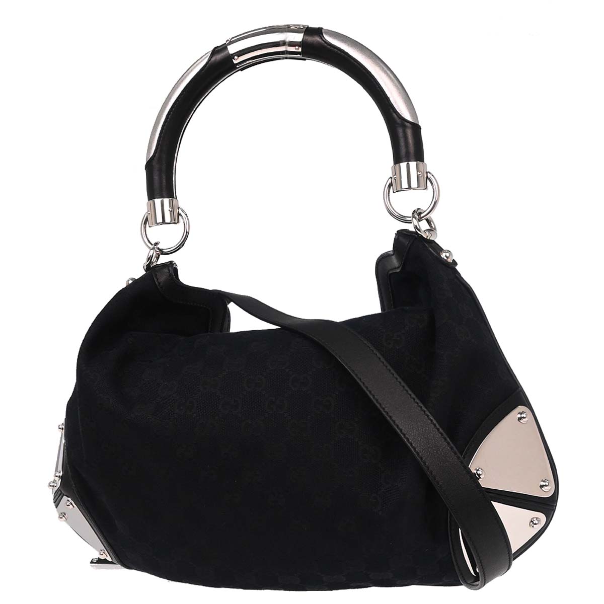 Gucci Black GG Canvas and Leather Medium Babouska Indy Hobo