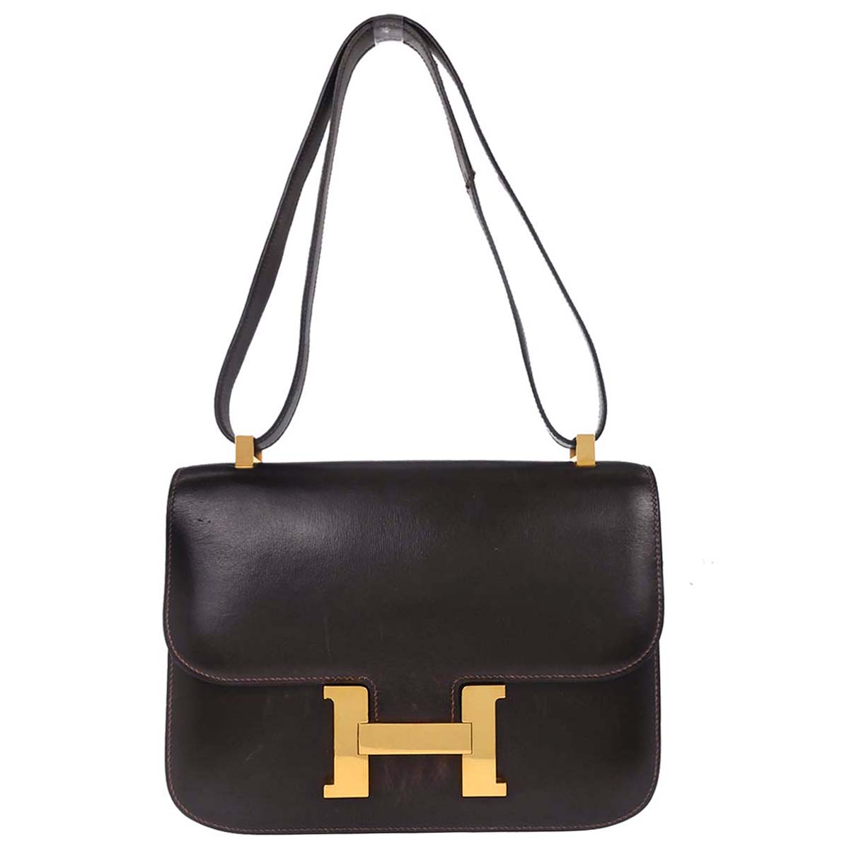 Hermes Chocolat Box Calf Constance 23 Shoulder Bag