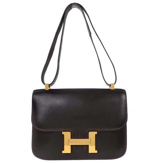 Hermes Chocolat Box Calf Constance 23 Shoulder Bag
