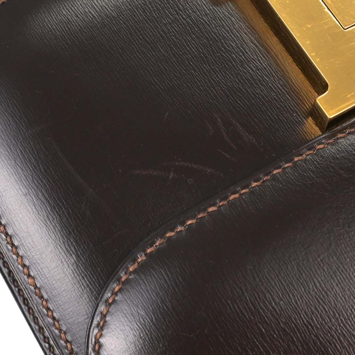 Hermes Chocolat Box Calf Constance 23 Shoulder Bag