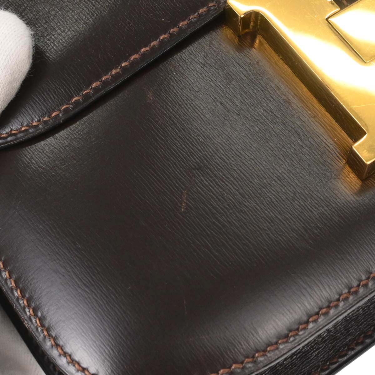 Hermes Chocolat Box Calf Constance 23 Shoulder Bag