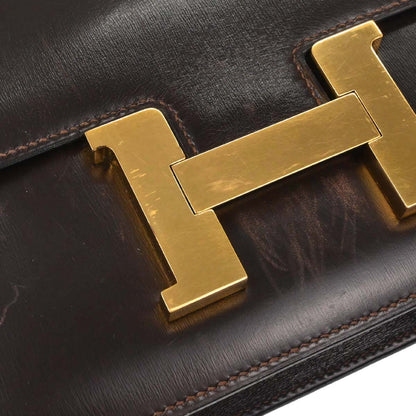 Hermes Chocolat Box Calf Constance 23 Shoulder Bag