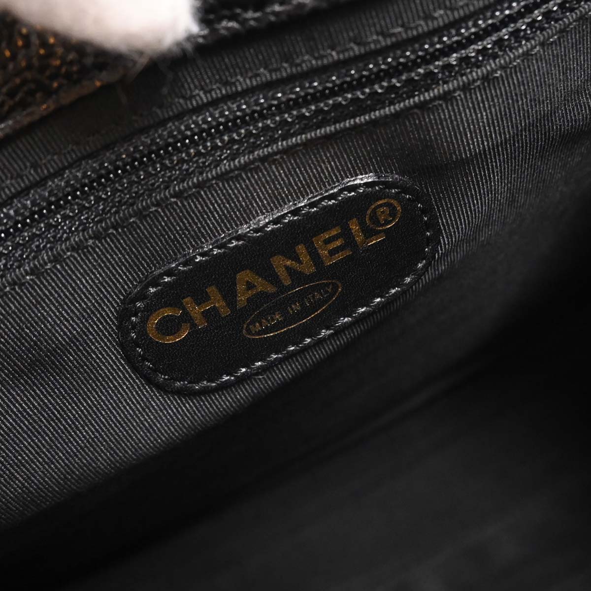 Chanel Black Caviar Skin Shoulder Tote Bag