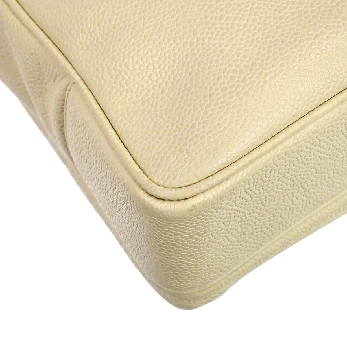 Chanel 1994-1996 Ivory Caviar Skin Shoulder Tote Bag