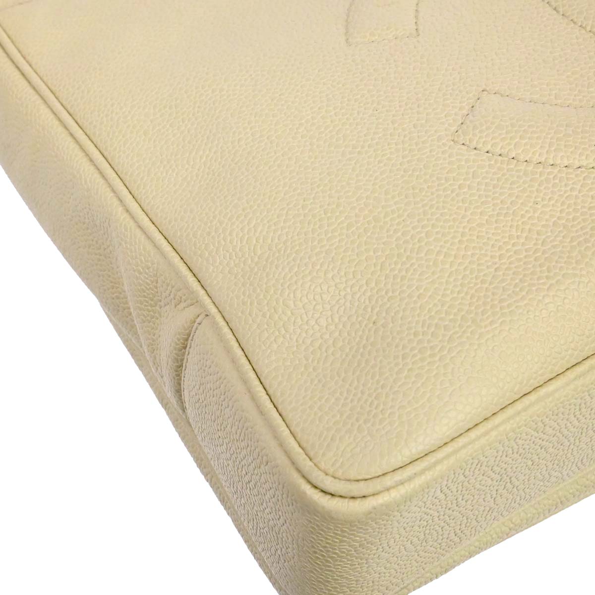 Chanel 1994-1996 Ivory Caviar Skin Shoulder Tote Bag