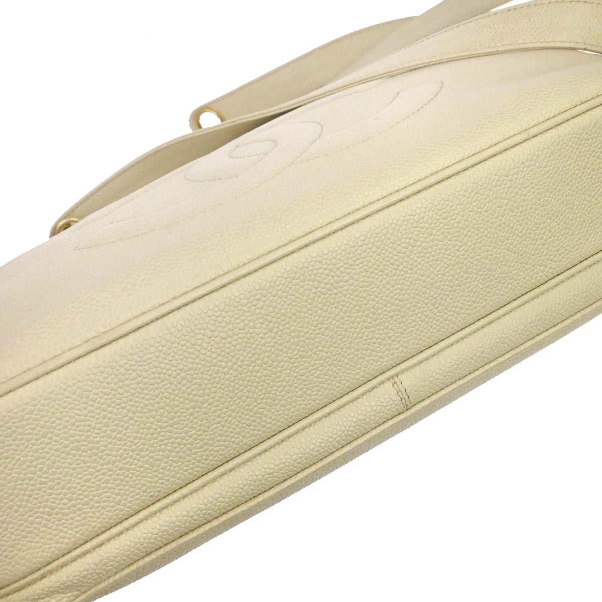 Chanel 1994-1996 Ivory Caviar Skin Shoulder Tote Bag