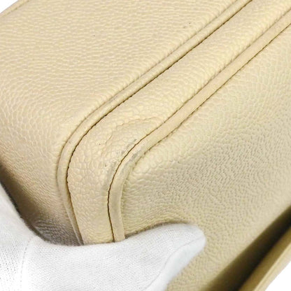 Chanel 1994-1996 Ivory Caviar Skin Shoulder Tote Bag