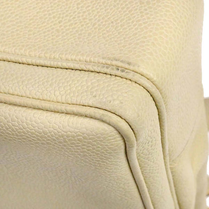 Chanel 1994-1996 Ivory Caviar Skin Shoulder Tote Bag