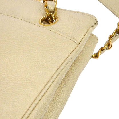 Chanel 1994-1996 Ivory Caviar Skin Shoulder Tote Bag