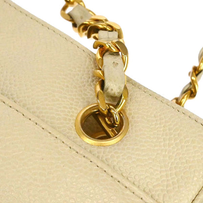 Chanel 1994-1996 Ivory Caviar Skin Shoulder Tote Bag