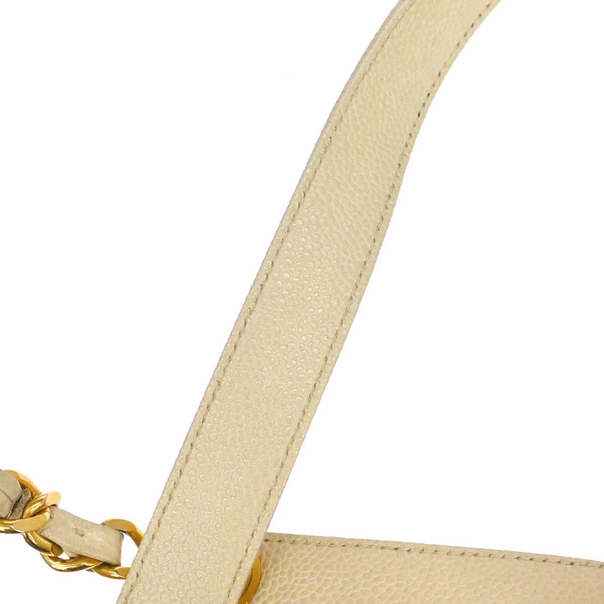 Chanel 1994-1996 Ivory Caviar Skin Shoulder Tote Bag