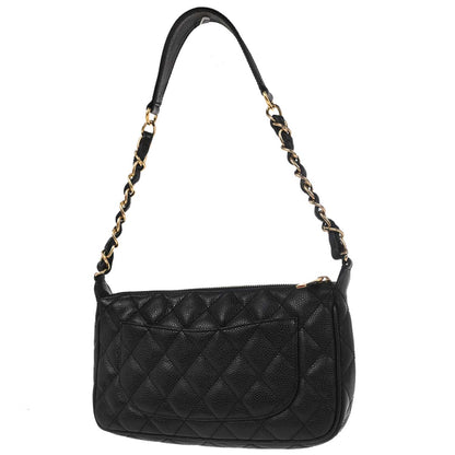 Chanel 2002-2003 Black Caviar Skin Chain Handbag