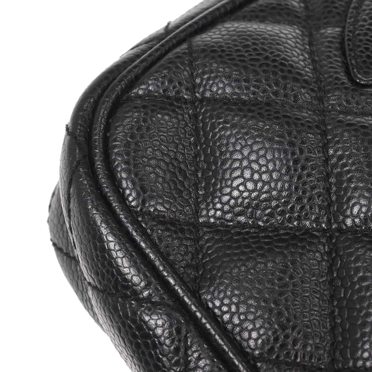 Chanel 2002-2003 Black Caviar Skin Chain Handbag