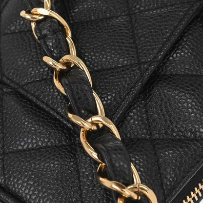 Chanel 2002-2003 Black Caviar Skin Chain Handbag