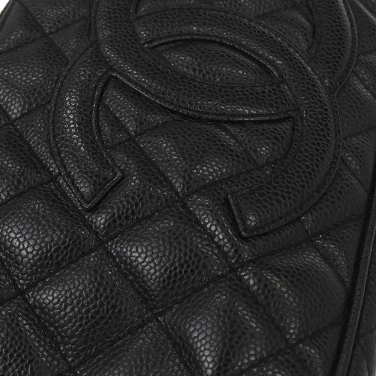 Chanel 2002-2003 Black Caviar Skin Chain Handbag
