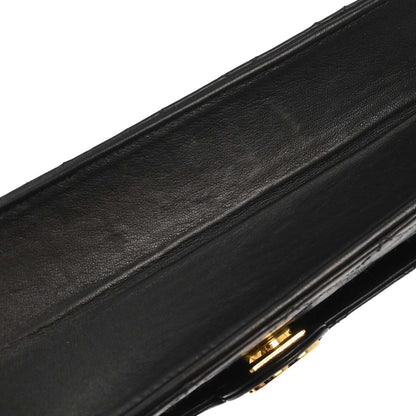 Chanel Black Lambskin Pushlock Medium Half Flap Shoulder Bag