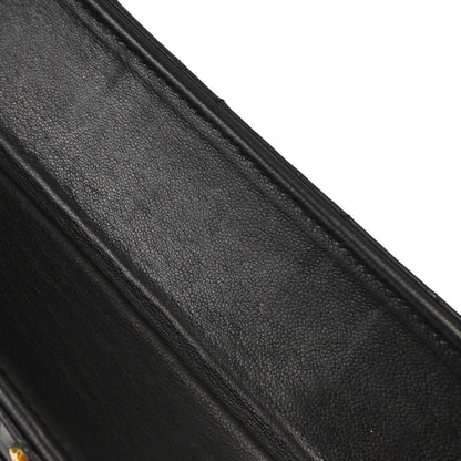 Chanel Black Lambskin Pushlock Medium Half Flap Shoulder Bag