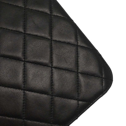 Chanel Black Lambskin Pushlock Medium Half Flap Shoulder Bag