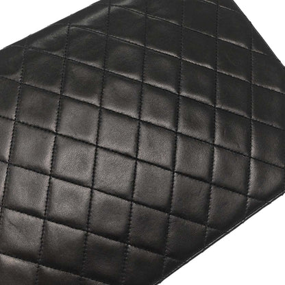 Chanel Black Lambskin Pushlock Medium Half Flap Shoulder Bag