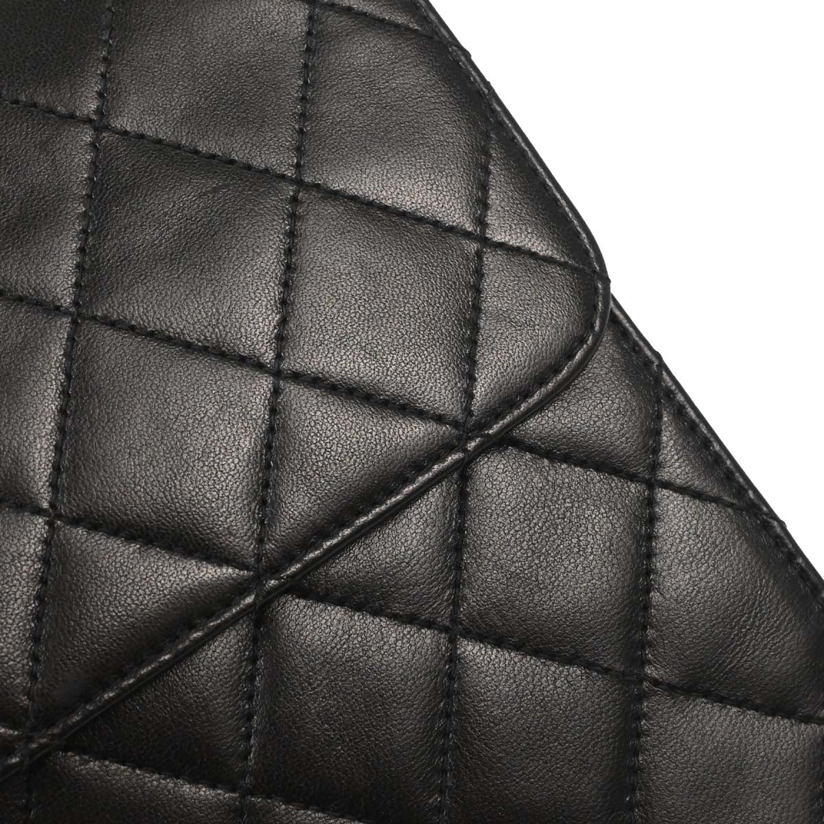 Chanel Black Lambskin Pushlock Medium Half Flap Shoulder Bag