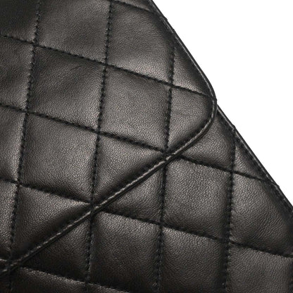 Chanel Black Lambskin Pushlock Medium Half Flap Shoulder Bag