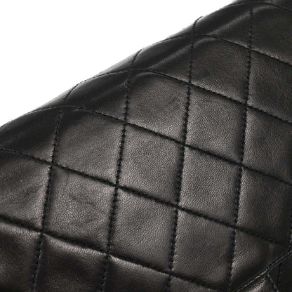 Chanel Black Lambskin Pushlock Medium Half Flap Shoulder Bag