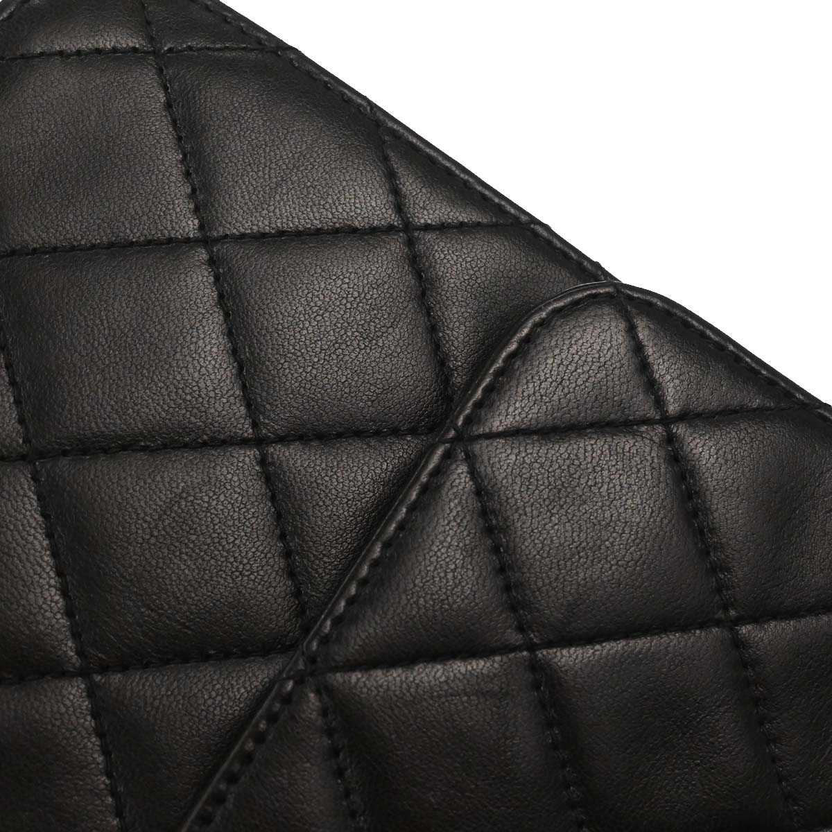 Chanel Black Lambskin Pushlock Medium Half Flap Shoulder Bag