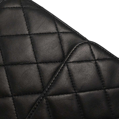 Chanel Black Lambskin Pushlock Medium Half Flap Shoulder Bag