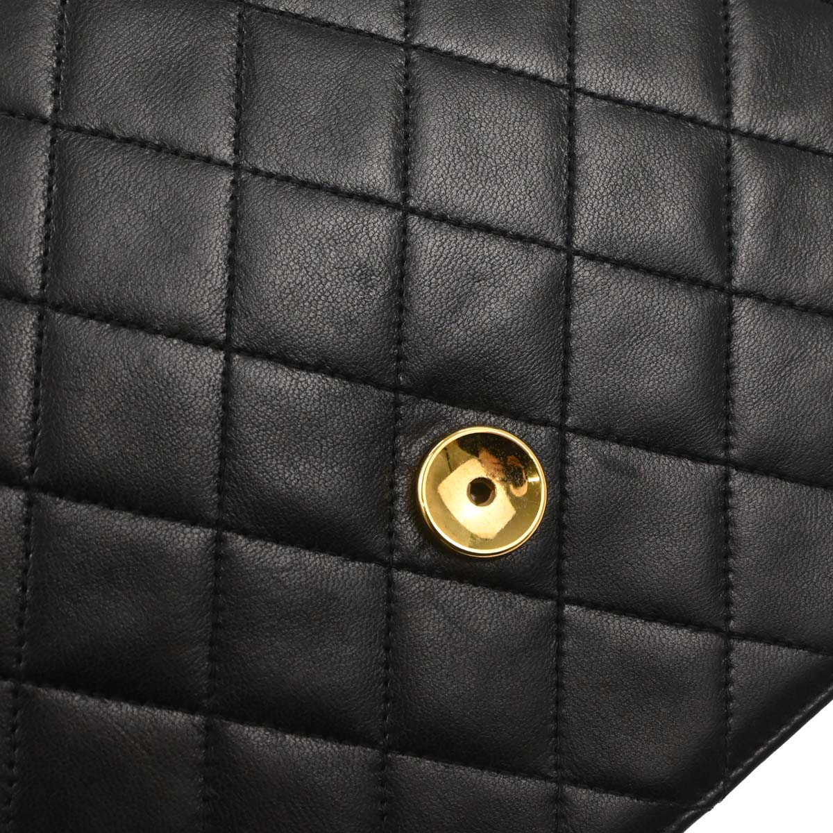 Chanel Black Lambskin Pushlock Medium Half Flap Shoulder Bag
