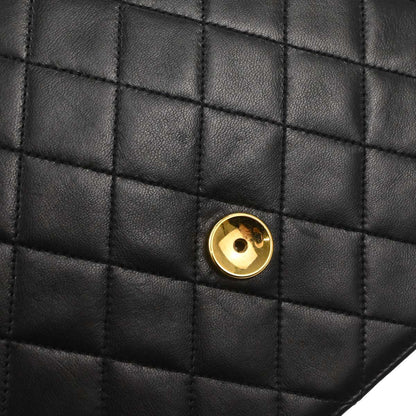 Chanel Black Lambskin Pushlock Medium Half Flap Shoulder Bag