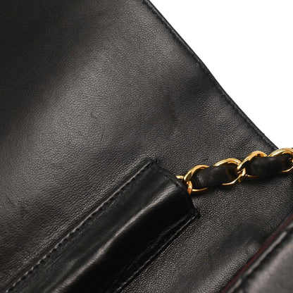 Chanel Black Lambskin Pushlock Medium Half Flap Shoulder Bag
