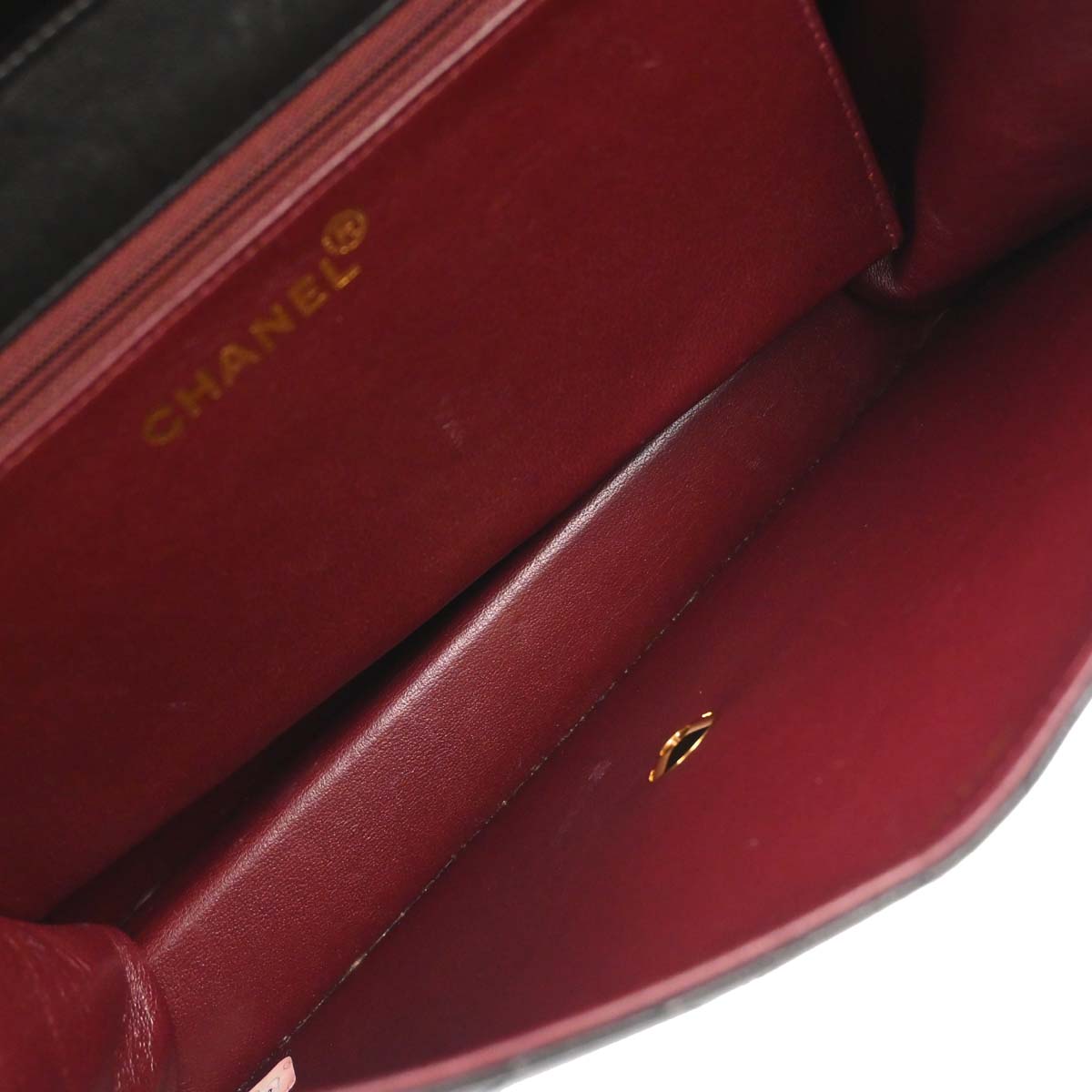 Chanel Black Lambskin Pushlock Medium Half Flap Shoulder Bag