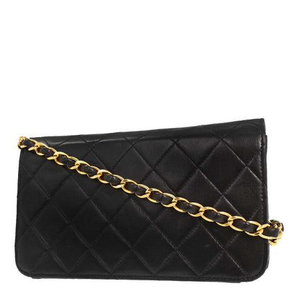 Chanel Black Lambskin Pushlock Mini Full Flap Shoulder Bag