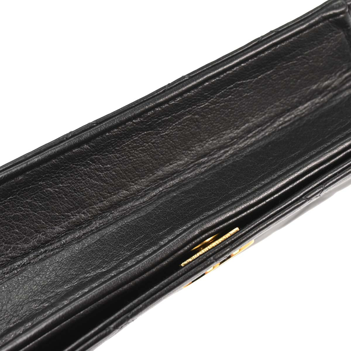 Chanel Black Lambskin Pushlock Mini Full Flap Shoulder Bag