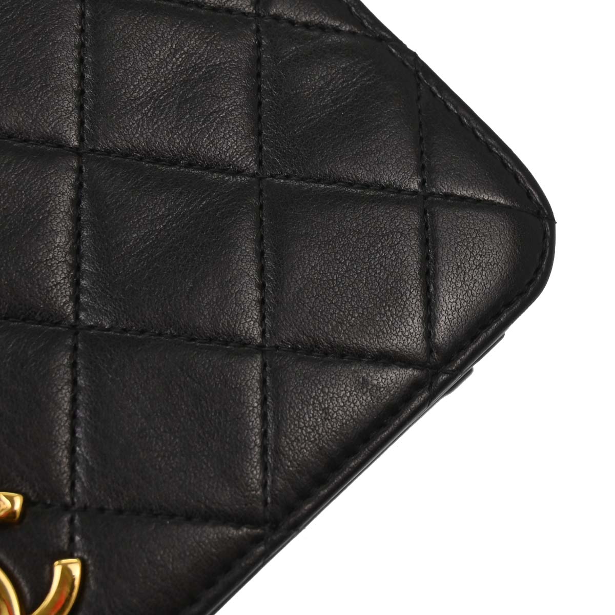 Chanel Black Lambskin Pushlock Mini Full Flap Shoulder Bag