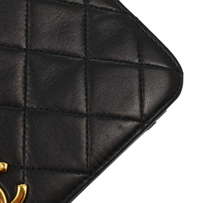 Chanel Black Lambskin Pushlock Mini Full Flap Shoulder Bag