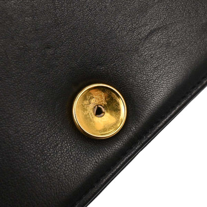 Chanel Black Lambskin Pushlock Mini Full Flap Shoulder Bag