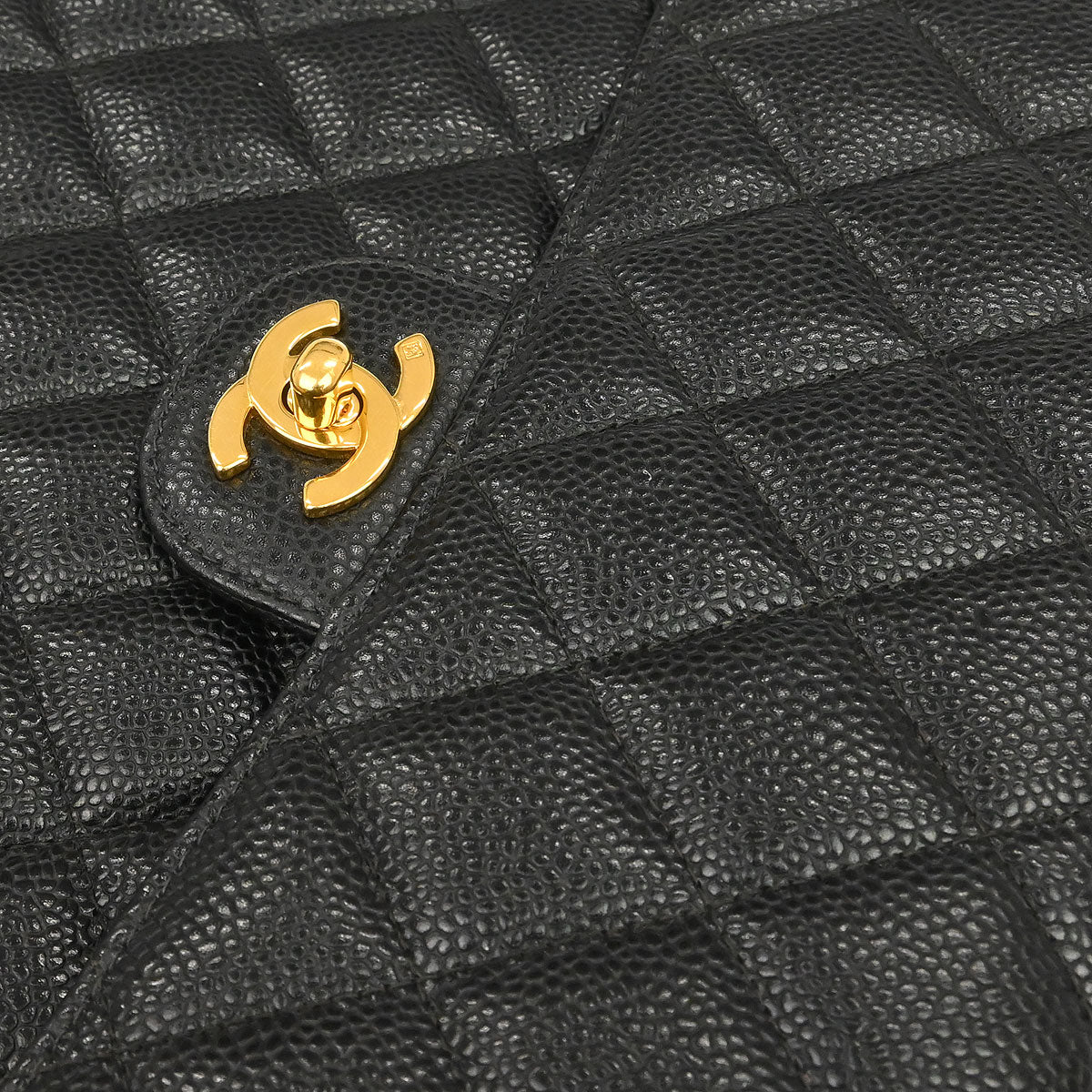 Chanel Black Caviar Skin Jumbo Classic Flap Shoulder Bag