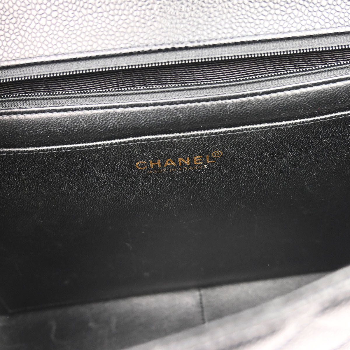 Chanel Black Caviar Skin Jumbo Classic Flap Shoulder Bag