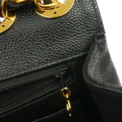Chanel Black Caviar Skin Jumbo Classic Flap Shoulder Bag