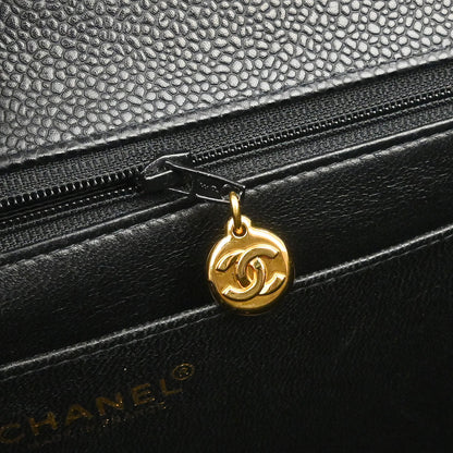 Chanel Black Caviar Skin Jumbo Classic Flap Shoulder Bag
