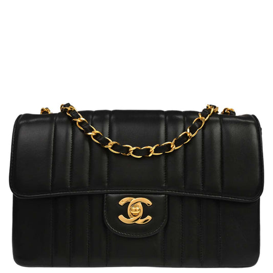 Chanel Black Lambskin Mademoiselle Single Flap Shoulder Bag
