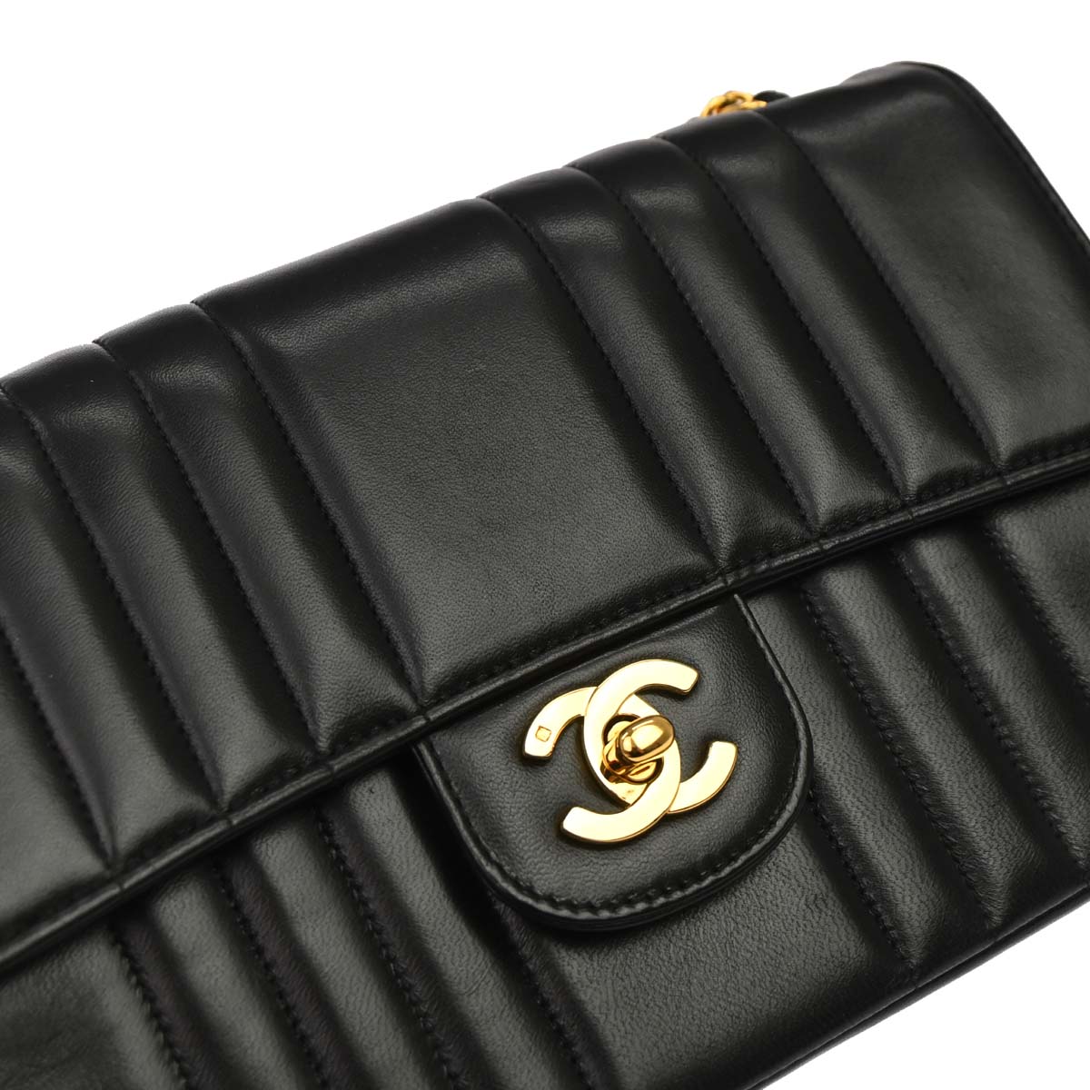 Chanel Black Lambskin Mademoiselle Single Flap Shoulder Bag