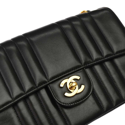 Chanel Black Lambskin Mademoiselle Single Flap Shoulder Bag