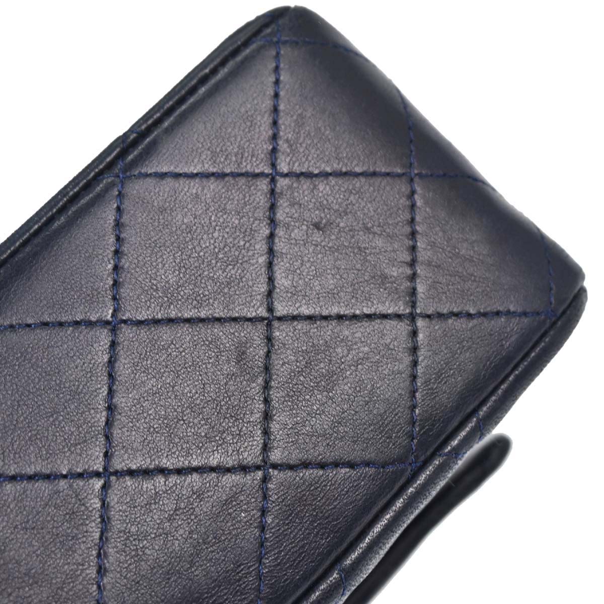 Chanel 1989-1991 Navy Lambskin Double Flap Medium Shoulder Bag